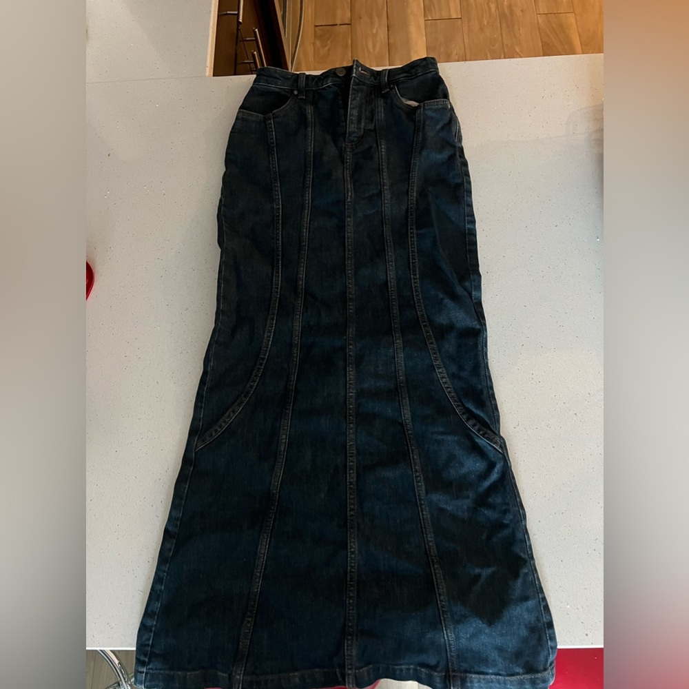 Cotton On Panel Flare Denim Maxi Skirt